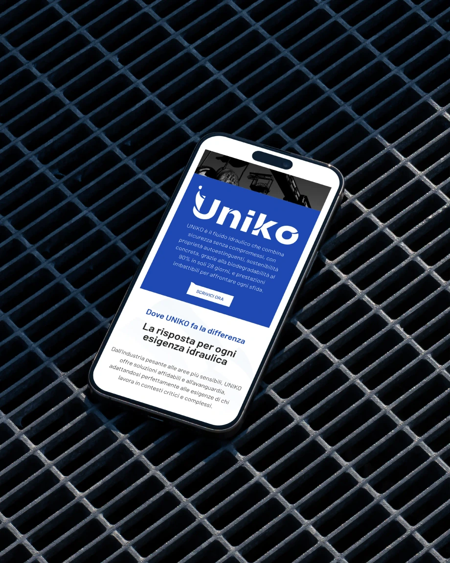 Caso studio landing page ProFluid con tavola di progettazione e layout responsive