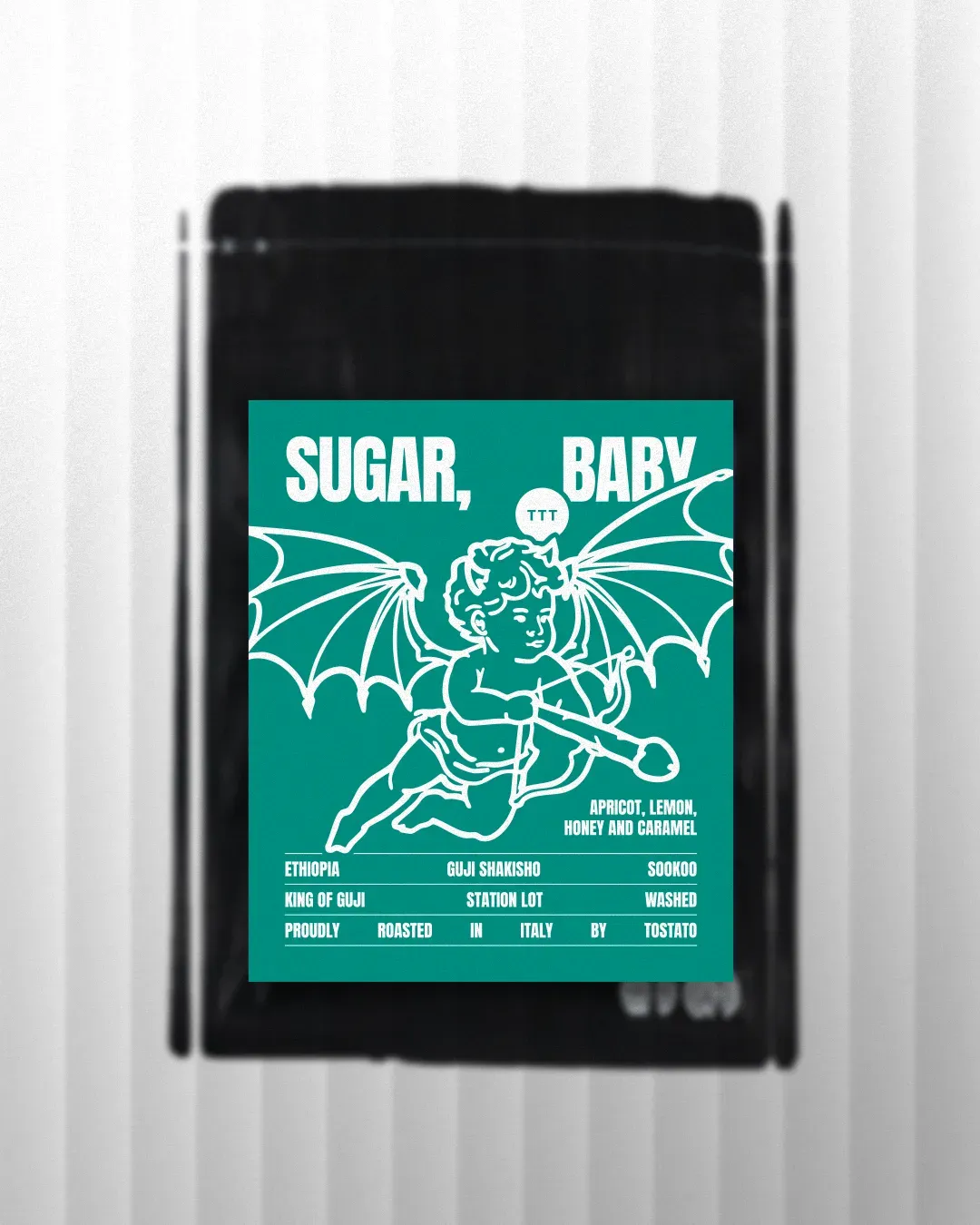 Illustrazioni a mano libera per le etichette Tostato con stile street-punk per caffè specialty